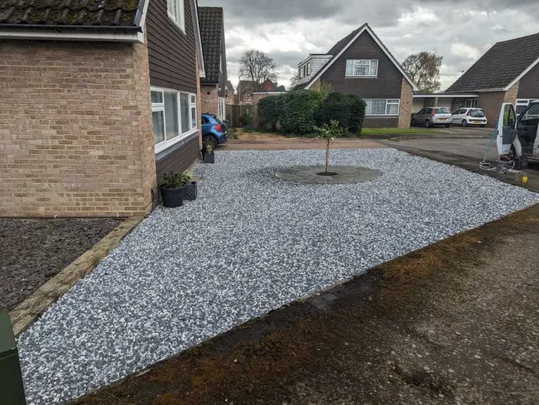Fenstanton Garden Transformation: Decorative Gravel & Sandstone Rotunda
