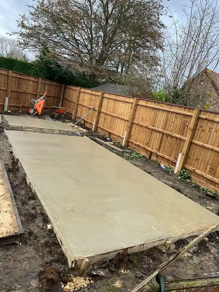 Currell Groundworks laying a fresh concrete base in Cambridgeshire