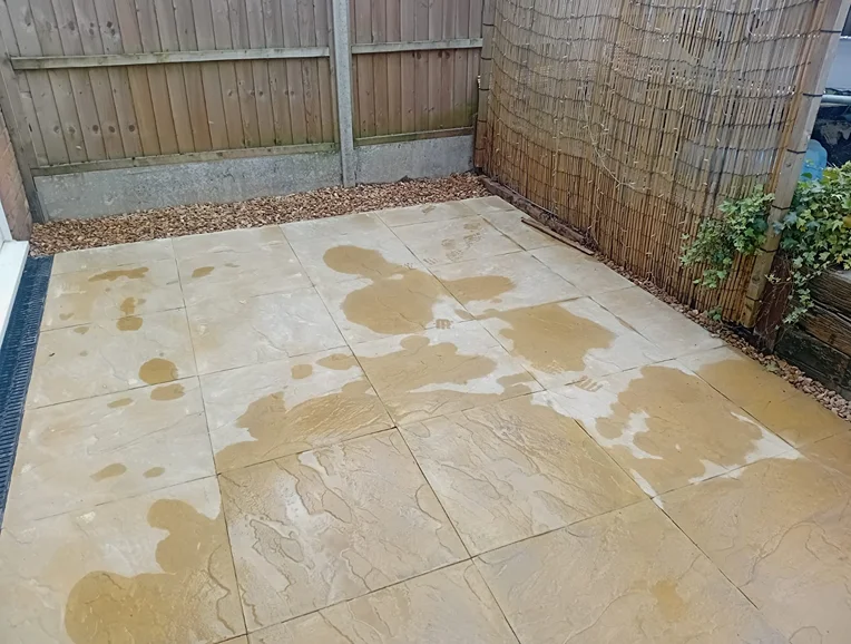 gravel around installed patio